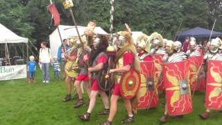 Roman Reenactment at the Amphitheatre in Caerleon Marching In [upl. by Pierpont781]