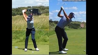 Justin Thomas golf swing  Long Iron faceon amp downtheline July 2017 [upl. by Ephram835]