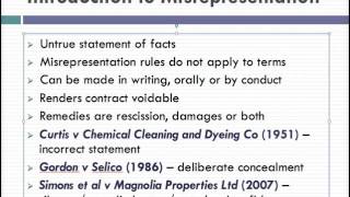 Misrepresentation Lecture 1 of 4 [upl. by Boyes47]